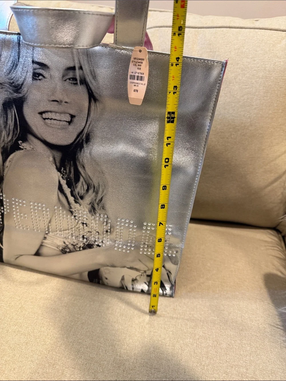 NWT Vintage Y2K Silver Victoria’s Secret Supermodel Heidi Klum large tote bag!